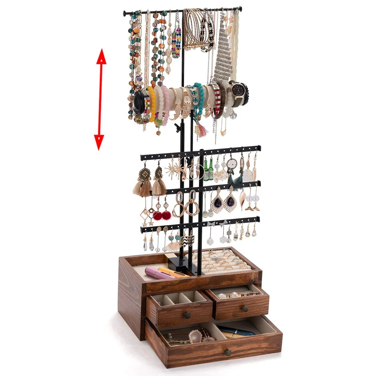 

5 Tier Jewelry Stand Holder T Shape Jewelry Organizer Tree Display Stand Jewelry Rack Tower Necklace Bracelet Earring