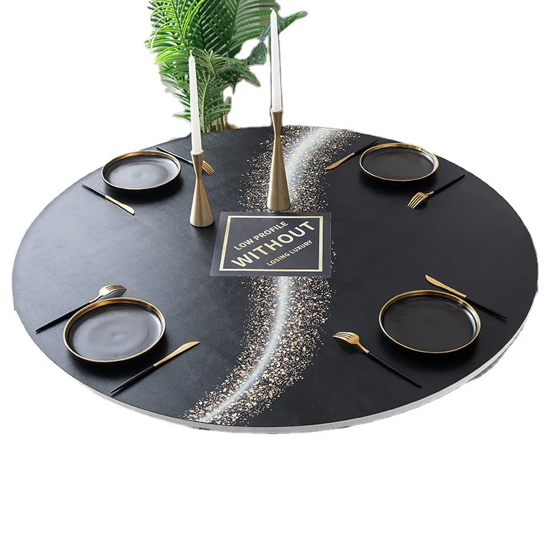 

Custom tablecloth pvc leather table mat waterproof round table protector festival printing table cloth