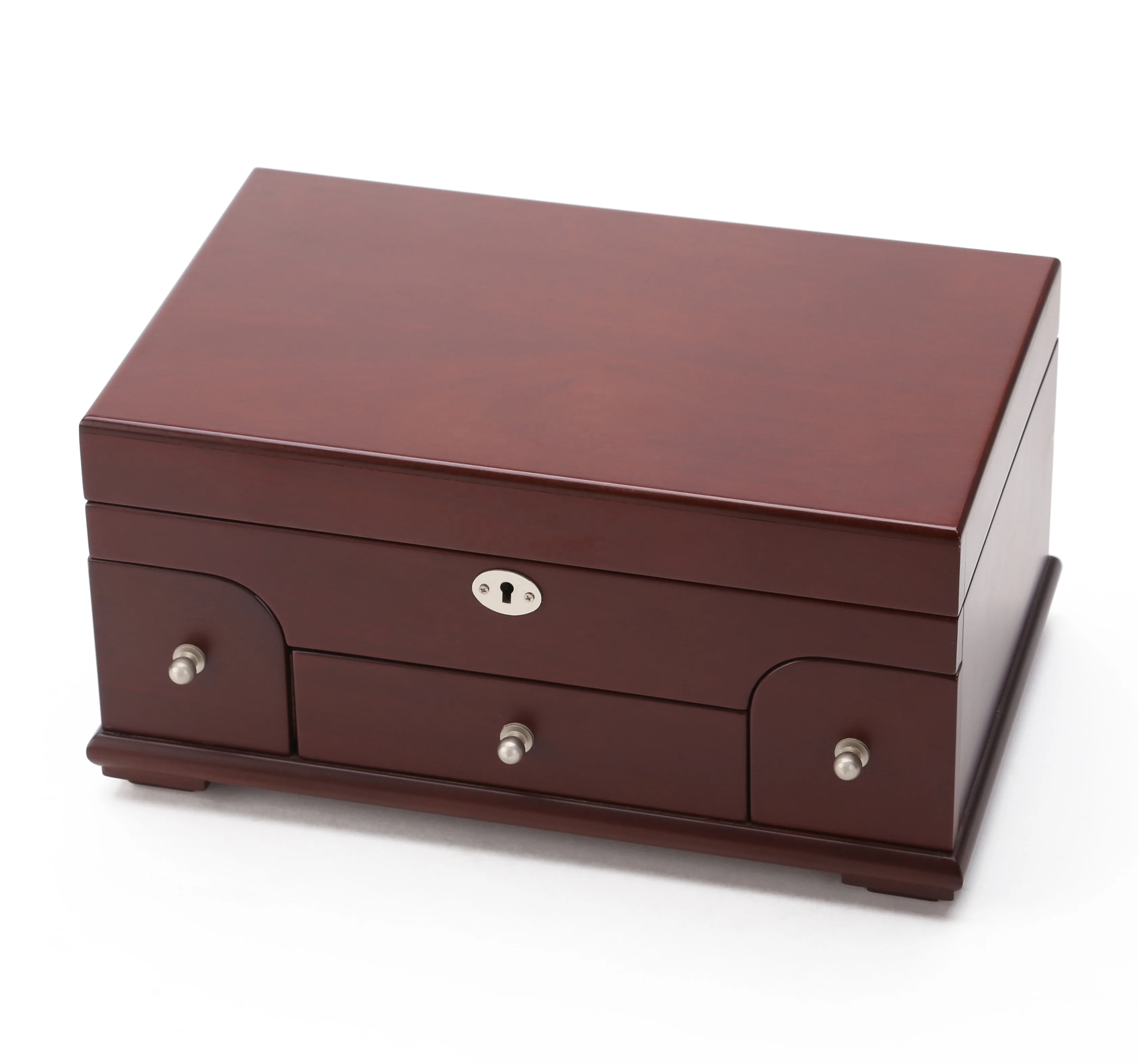 
Classic wooden jewelry box organizer storage jewel case with drawers & mirror guangzhou 