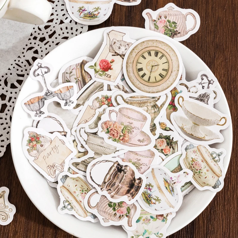 

46 Pieces/Pack Packed Stickers Afternoon Sweet Tea Ins Hand Account DIY Material Sealing Decorative Stickers