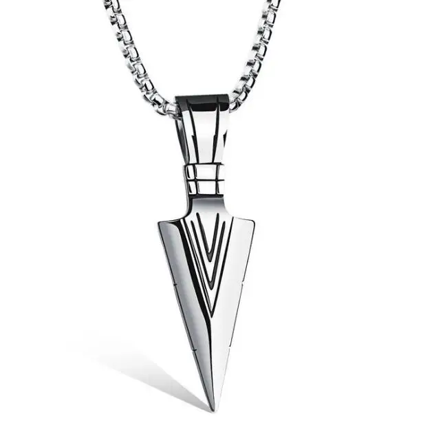 

Simple Stainless Steel Gold Plated Punk Spear Pendant Necklace Titanium Steel Personalized Arrow Necklace Jewelry For Men