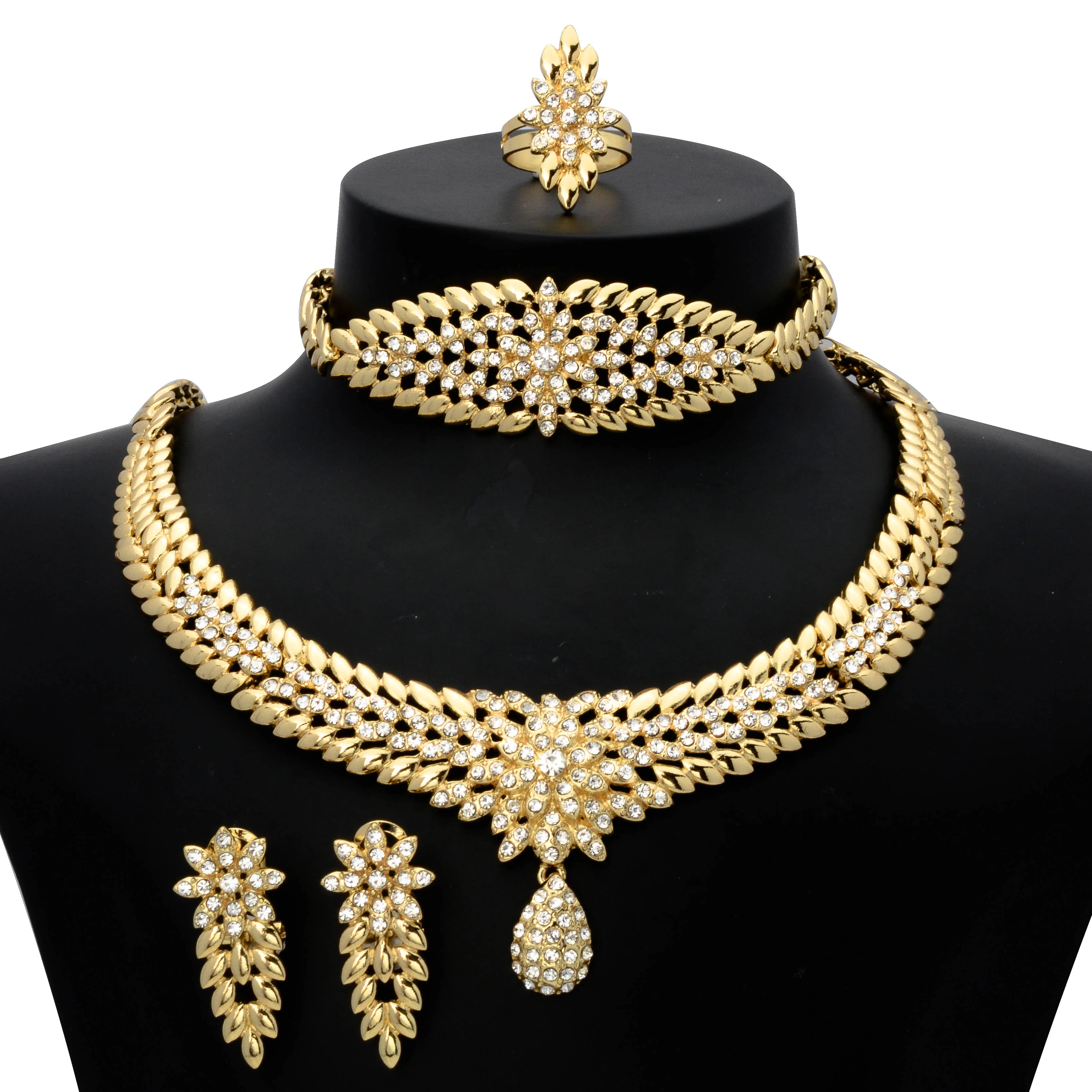 

Fashion Women Jewelry Set Saudi 18K Gold Plated Wholesales Cheap Bridal African Jewelry Set