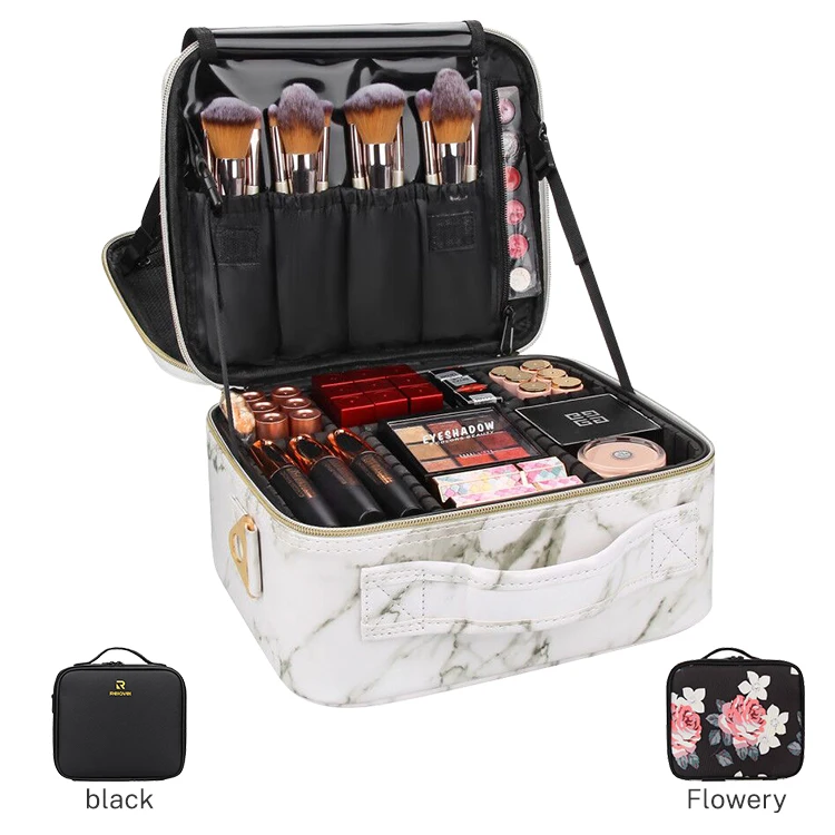 

Relavel New Arrival Portable Waterproof Marble White Ziplock Cosmetic Pouch Dividers Cosmetic Makeup Bag For Travel