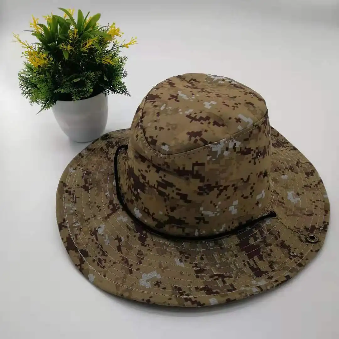 
Hot Sale Camouflaged Cowboy Hat Wide Brim Summer Outdoor Travel Sunshade Cowboy Hat 