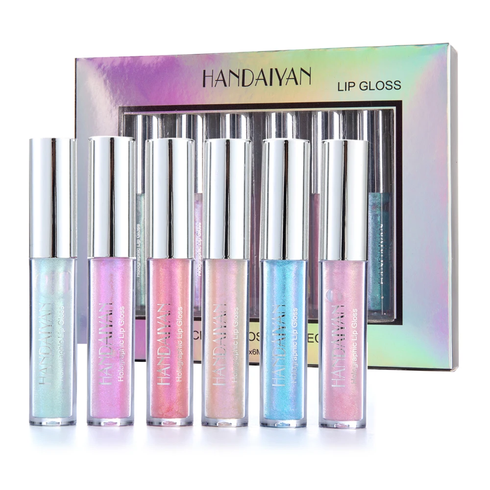 

Wholesale Price 6 Colors One Box waterproof mermaid colour liquid lip gloss base set