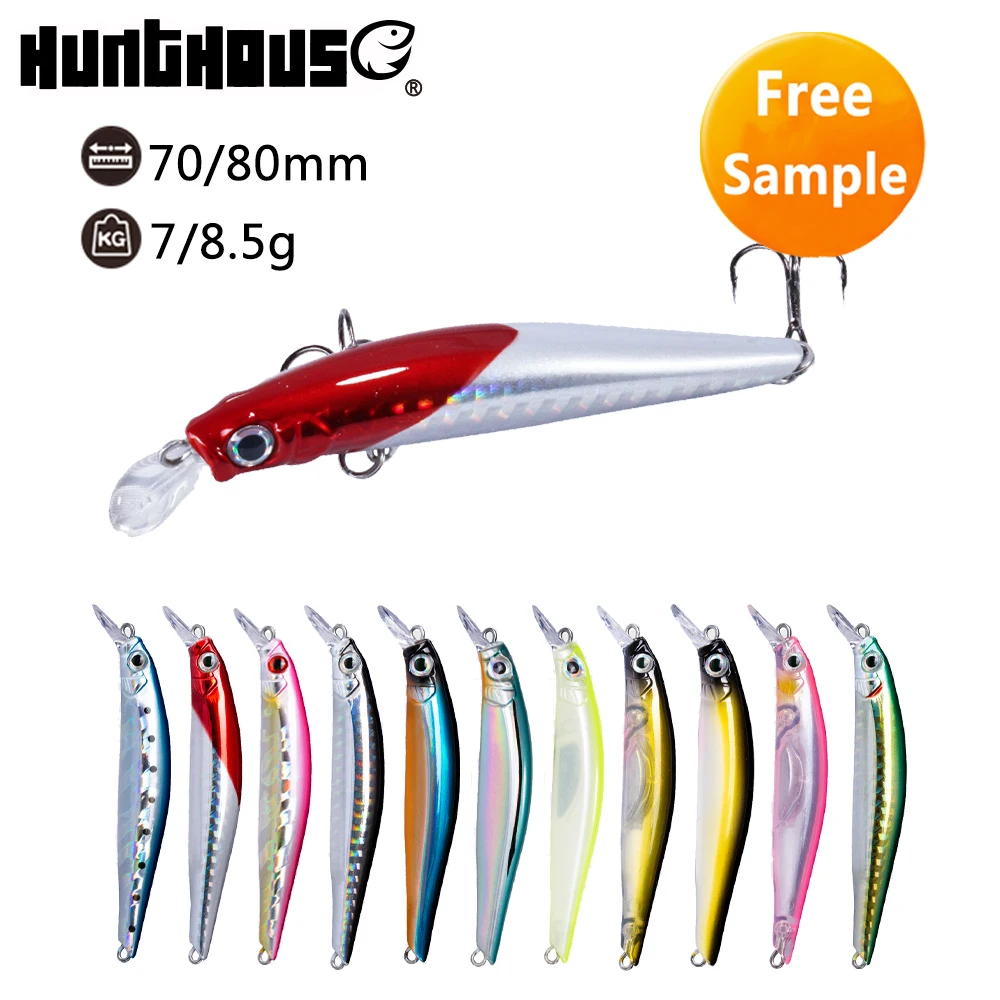 

70mm/7g 80mm/8.5g hunthouse saltwater long casting 3D eyes lure sinking minnow, 12 colors