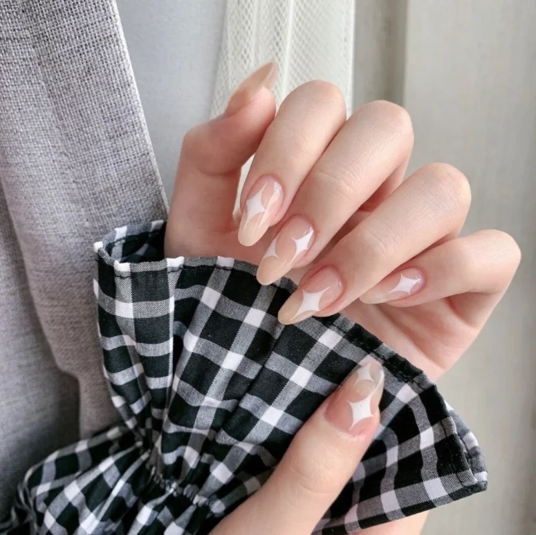 

nude press on nails star round tip premium press on nails full nail cover false