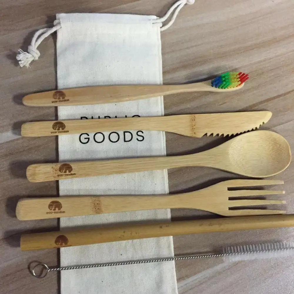 Eco friendly reusable bamboo cutlery set with customized logo