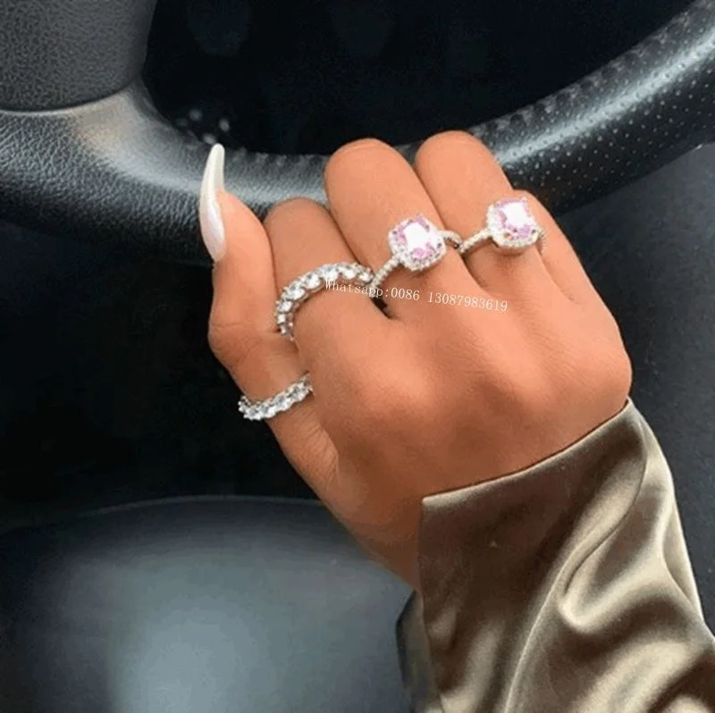 

Women Fashion Baguette Cubic Zirconia Ring 925 Silver Plated Diamond Ring For Women