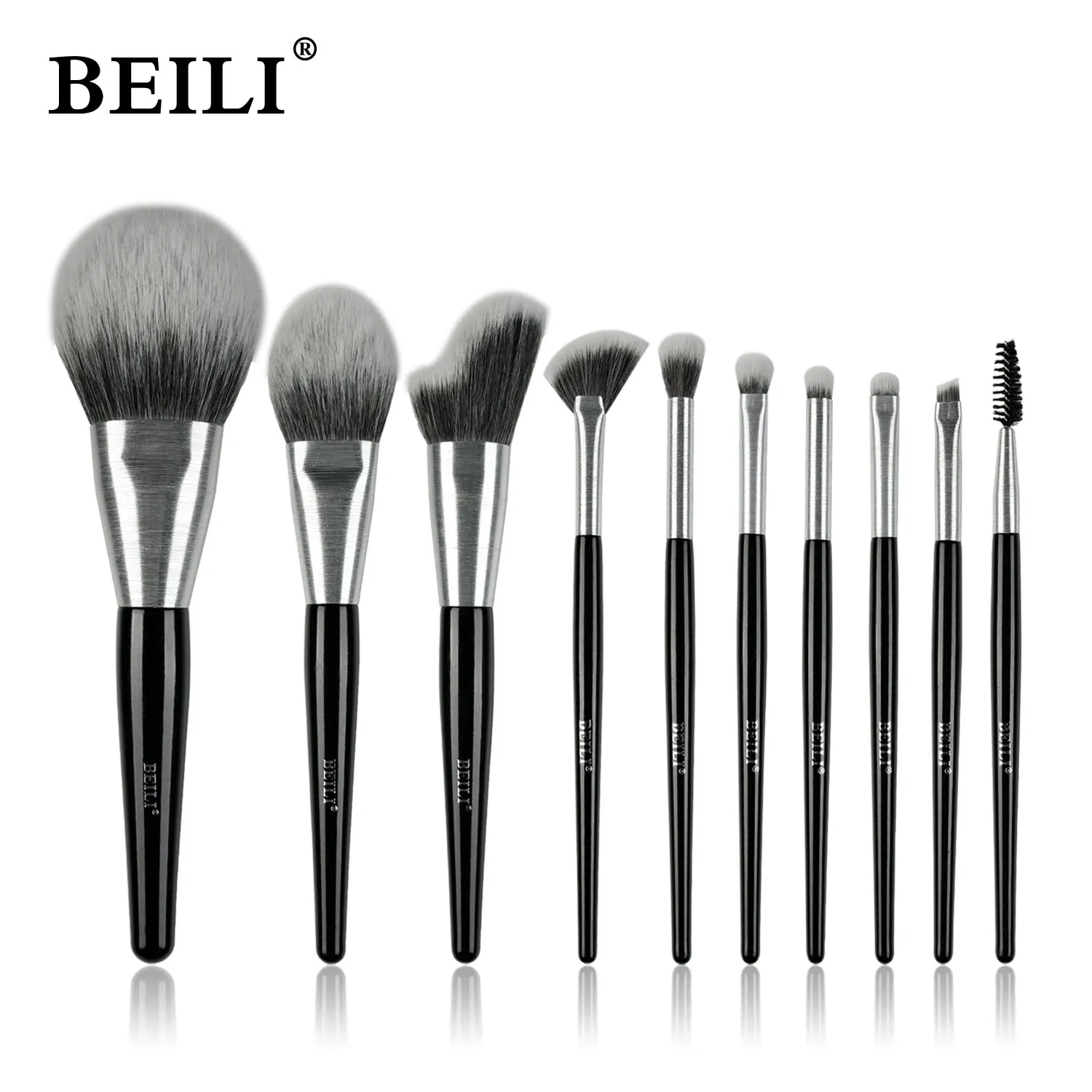 

BEILI OEM ODM Manufacturer Best Quality Professional Makeup Brush Beauty Tools 10pcs Black Makeup Brushes Set