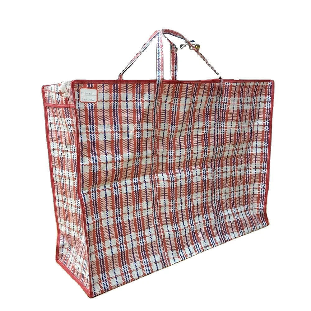 

80x60x30cm large size zipper handle plastic pp woven shopping bag