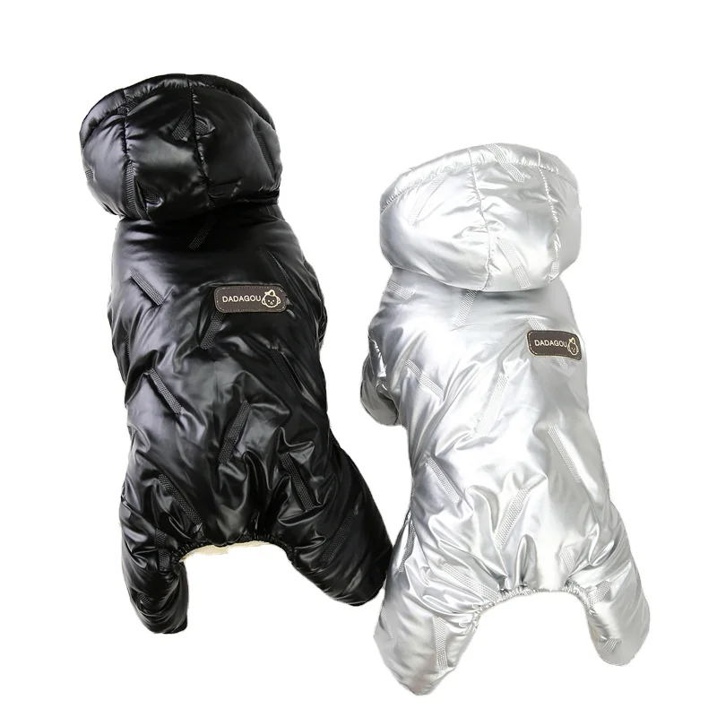 

New Design Waterproof Pet Clothes for Dog Winter Warm Dog Jacket Coat Dog Hooded Jumpsuit Snowsuit, Black, white