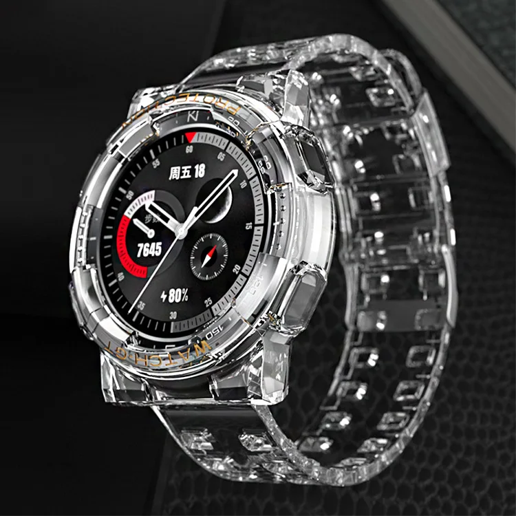 

Lianmi Flexible TPU Strap With Frame Case For Huawei Watch Gt 2 46mm Band Gt2 Transparent Clear Bracelet Sport Band, Multi colors/as the picture shows