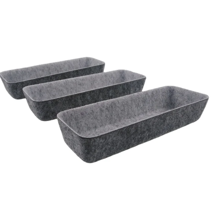 

8 Packs Felt Drawer Organizer Trays Office Organizer Dividers felt Bins Dresser Storage Box Gray, Grey