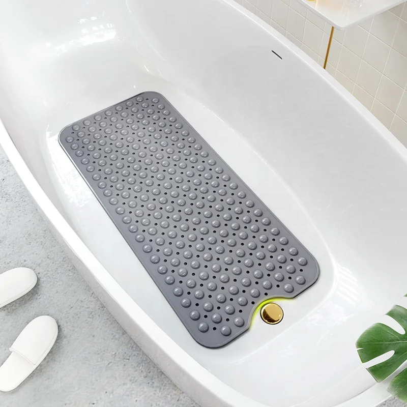 

Mildew Resist Extra Long 40 X 16 Inch Non Slip Bathtub And Shower Mat Bathroom Mats With Suction Cups, Black, white, blue, gray, customized