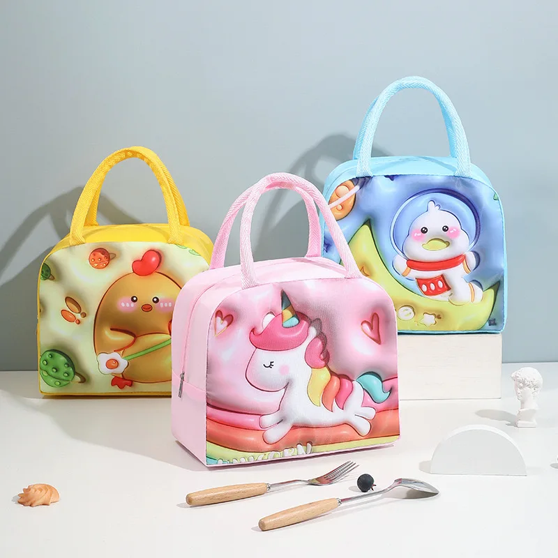 

Stain-resistant Fade-resistant And Lightweight 3D Pattern Kawaii Lunch Bag Cute Cartoon Insulated Bento Lunch Tote Bag For Kids