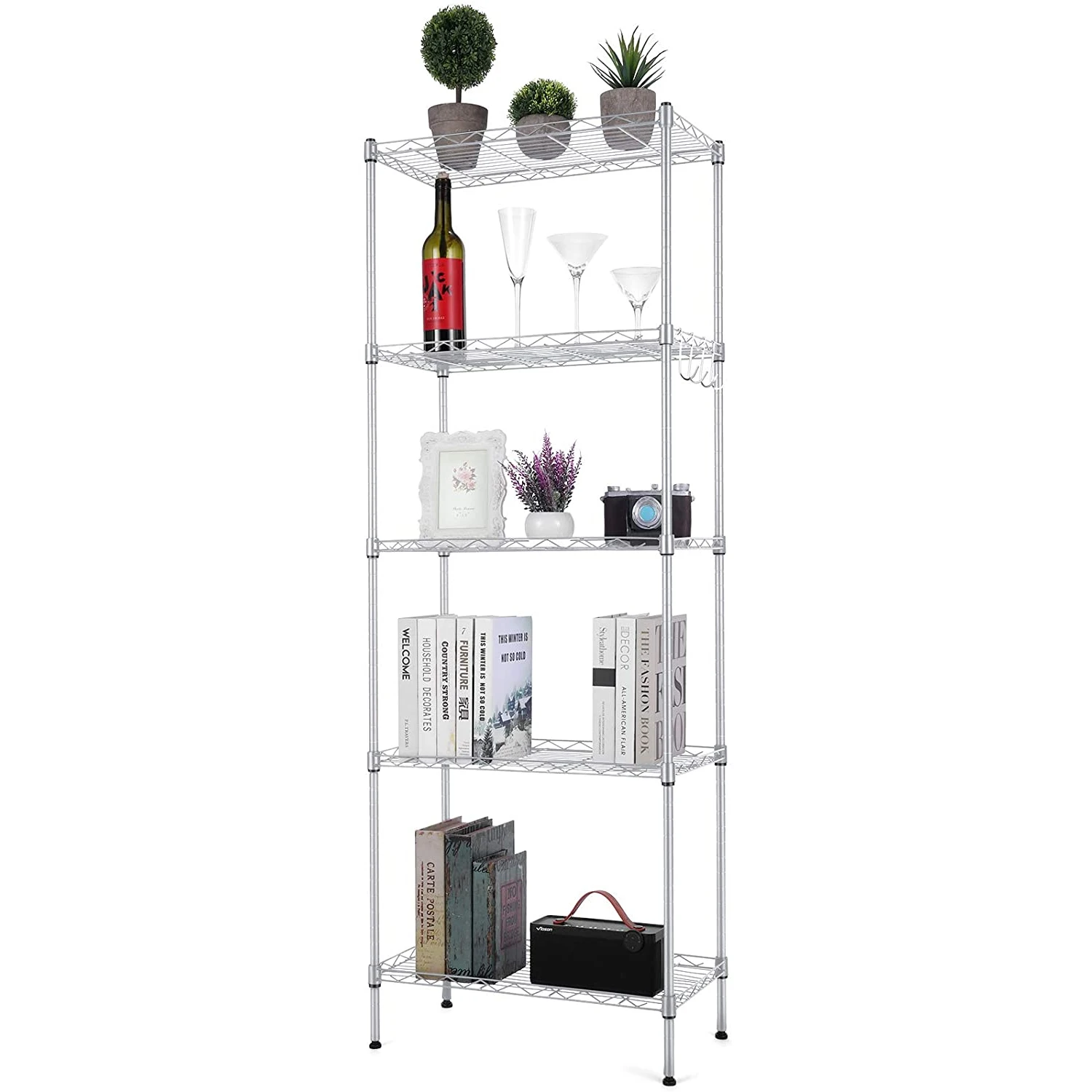 

Multinational plant shelf metal home living room supplies organizer garage wire rack storage 5 tier shelving