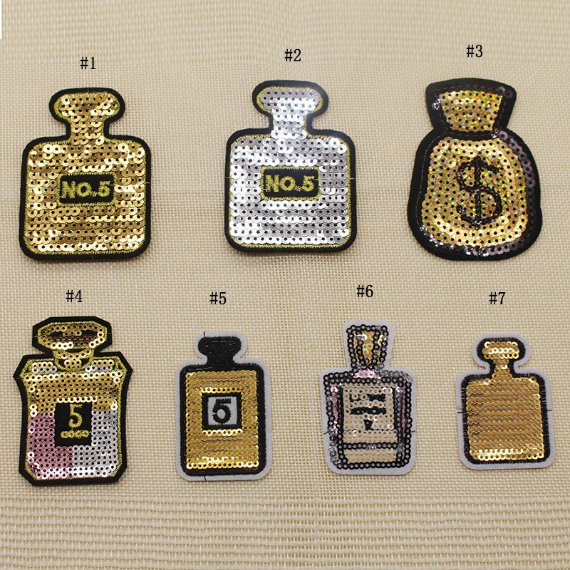 

Perfume bottle beads embroidered with sequins, clothing accessories, embroidery embroidery.