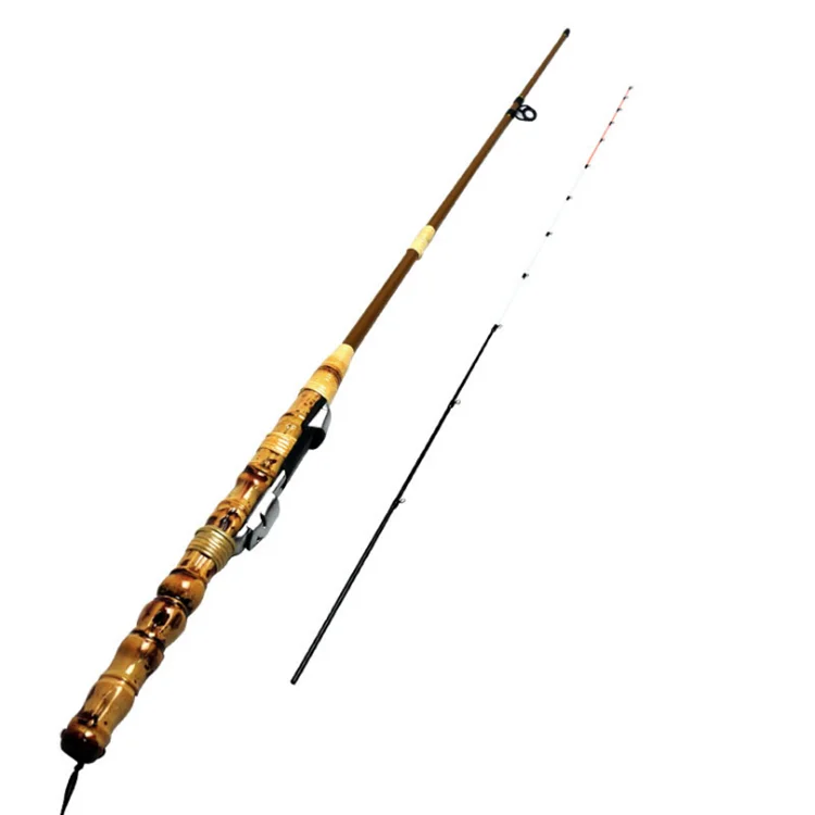 

High end boat pole ice fishing multiple specifications handmade Luohan bamboo raft fishing rod, Brown
