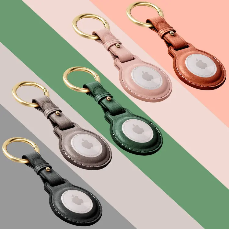

Case Genuine Pu Collar Airtags Keyring Key Dog Ring Clip Smooth All Holder For New Finder In Airtag Leather Keychain