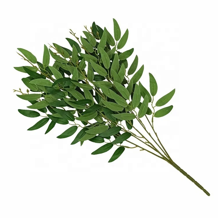 

C-1062 Factory Wholesale Green Leaves Artificial Willow Bundle Plants For Decoration, Customized color