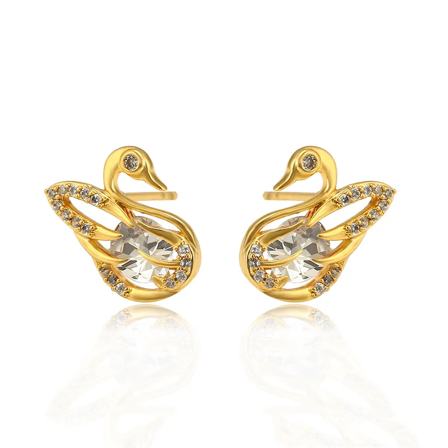 

A00658506 xuping Diamond inlaid zircon elegant swan exquisite high-quality temperament 24K gold-plated earrings