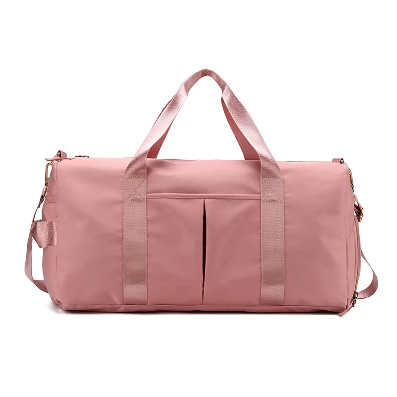 

customized logo large capacity pink color duffle bags gym women waterproof sports travel bag, Picture shows