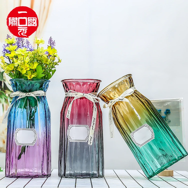 

European style color large glass vases cylinder clear for home/hotel