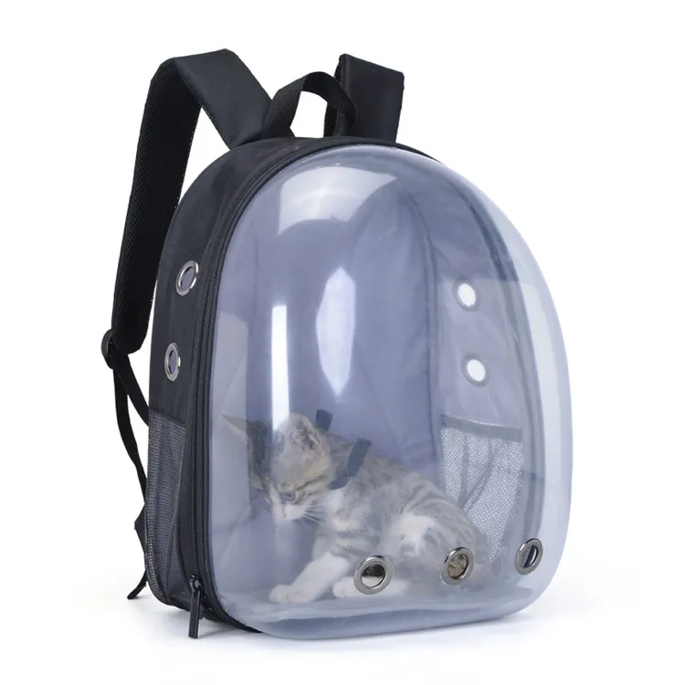 

Airline Approved Transparent Ventilate Plastic Pet Cat Capsule Carrier Backpack Bag for Puppies Traveling, Camping and Hiking, Black