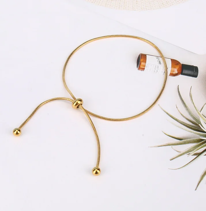 

TRENDY Fashion Round Titanium steel Chain women cherry bracelet gold plated anklet