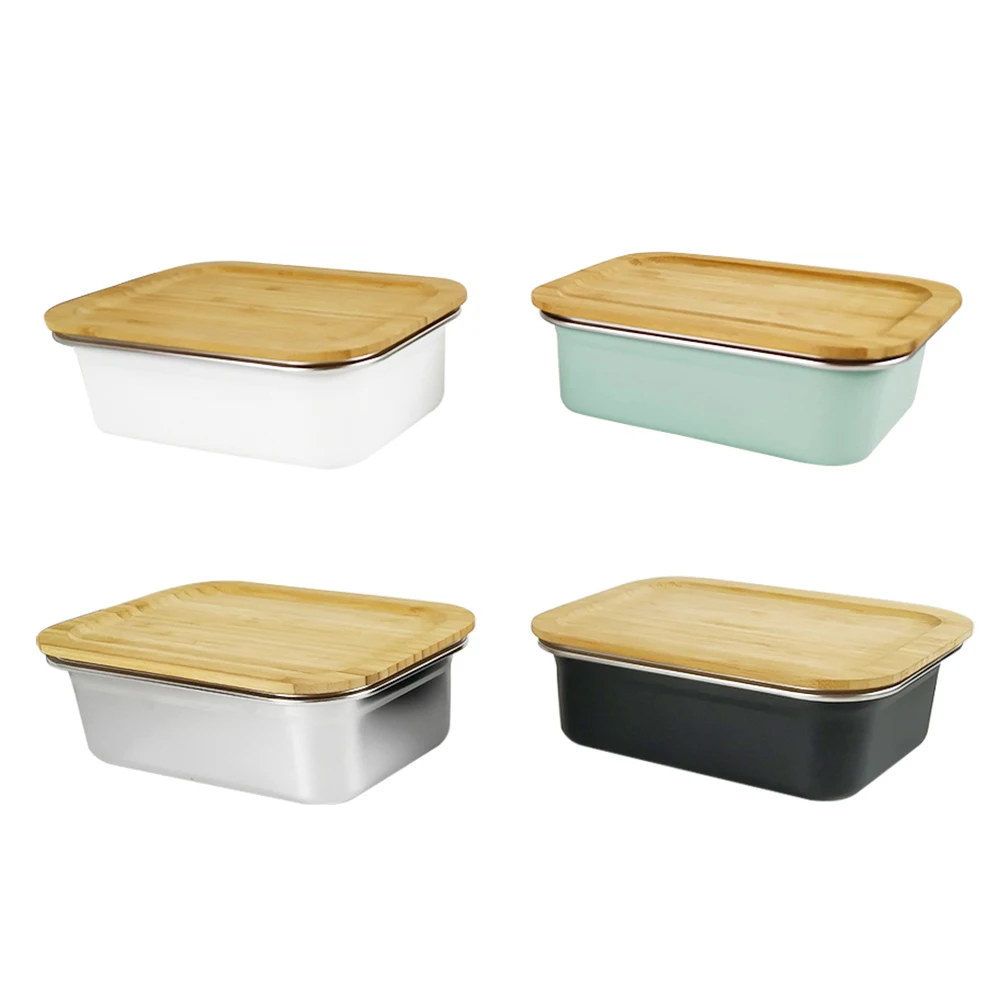 

LIHONG hot sealing 304 tiffin box stainless steel food pan carrier stainless steel lunch box bamboo food box, Customized color