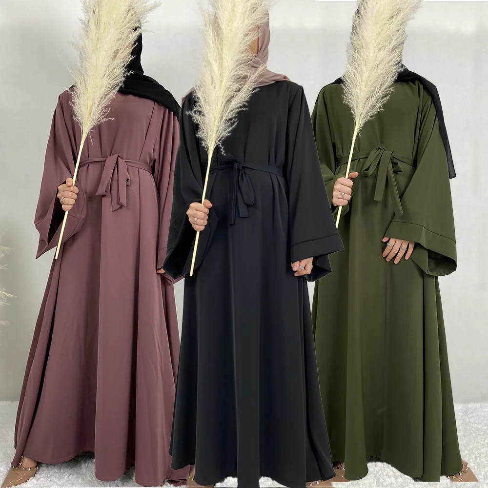 

Wholesale Custom Cheap Abaya Ladies Turkey Modest Kaftan Katoen Femmes Robe Musulmane Nida Dubai Abaya Women Muslim Dress
