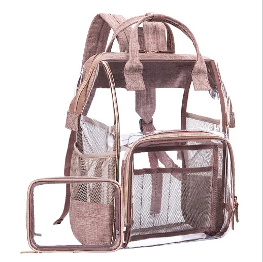 

Heavy Duty See-through Clear Backpack PVC Transparent Large Bookbag Women Travel Cosmetic Bag Stadium Bag