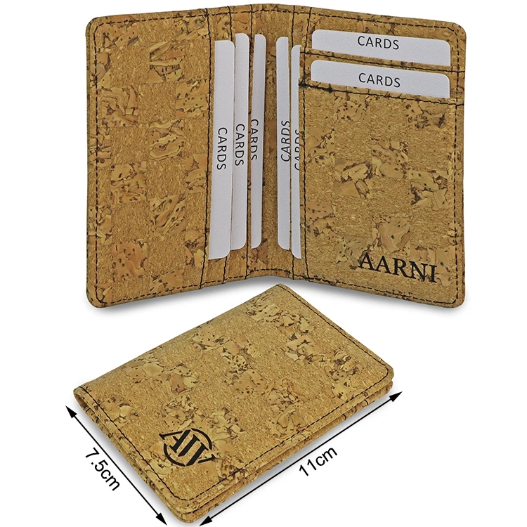 

Personalized Custom Printing Eco Friendly Vegan Soft Slim Mens Wallet Cork Card Holder, Brown