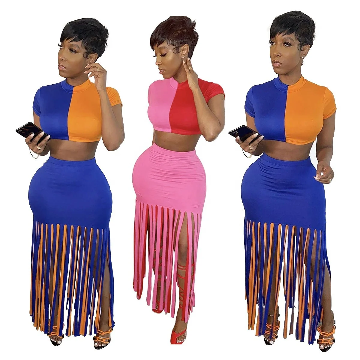 

New Summer Women Crop Top And Skirt Set Trendy Summer Clothing Two Piece Set Women Clothing