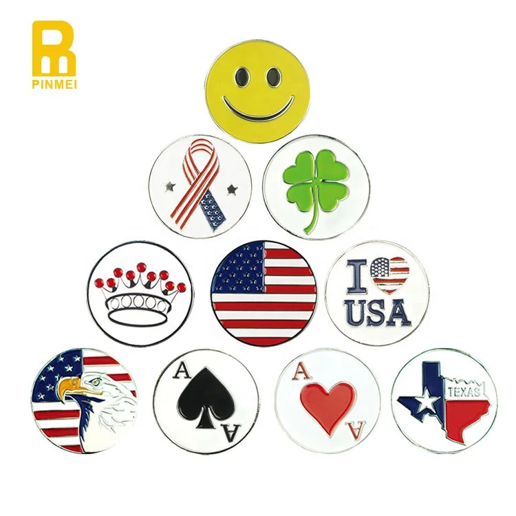 

Custom logo golf markers double side golf ball marker golf accessories, Pantone color