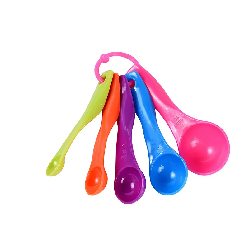 

5 Pieces With Scale High-quality Thick Plastic Color Measuring Spoons, Colourful