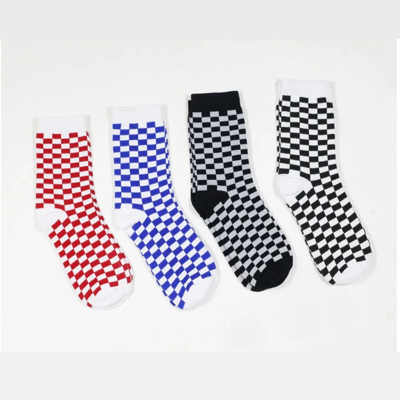 

Wholesale Funky Checkered Organic Cotton Happy Crew Socks