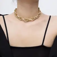 

Personalized Chunky Chain Twist Punk Necklace Simple Gold Plating Chain Screw Hips Hopss Necklace for Rap Women