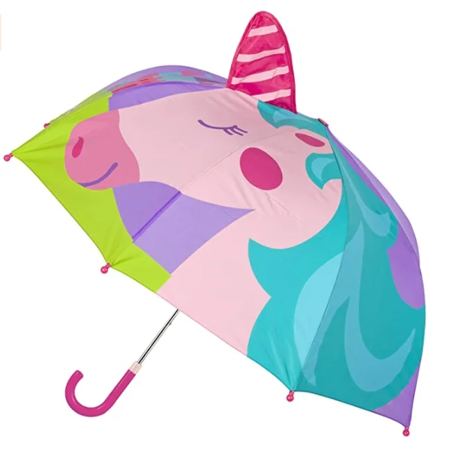 

3D Kids Cartoon Umbrellas New Soild Color Automatic Straight for Kids Design