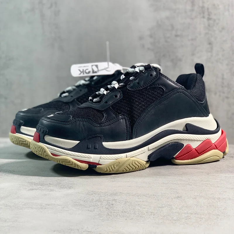 

2020 new Top quality Triple S vanilla black and red leather sneakers man's sports women white triples shoes EU35-EU45, Beige