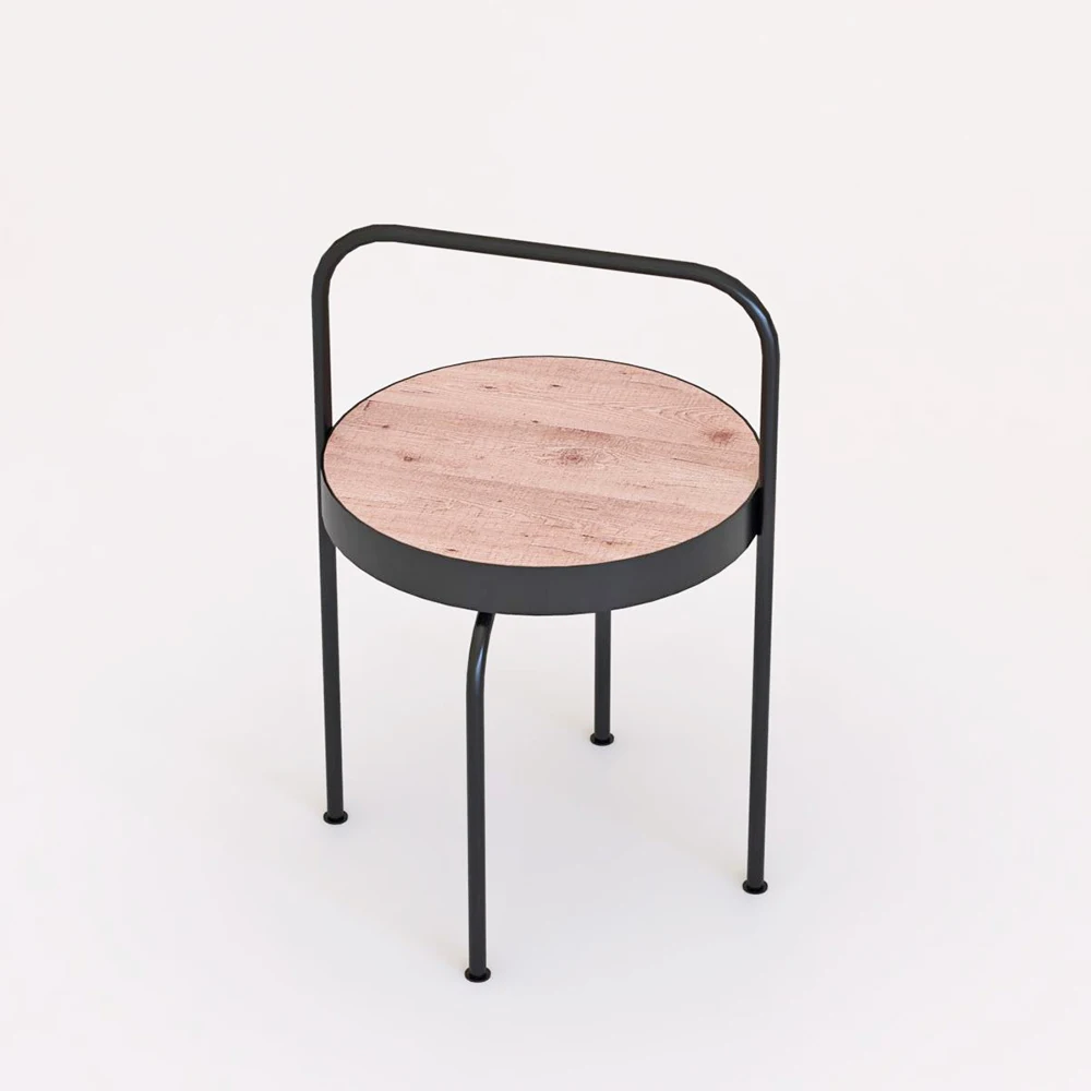 Budget stylish luxury metal round side table with wooden top