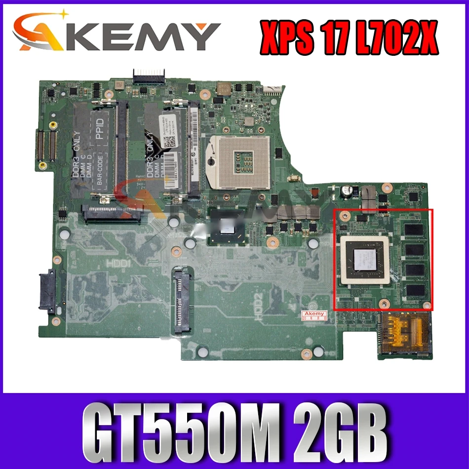 

DAGM7MB1AE1 DAGM7MB1AD For DELL XPS 17 L702X Laptop motherboard CN-0JJVYM 0JJVYM With GT550M 2GB (No Support 3D) 100% Fully Test