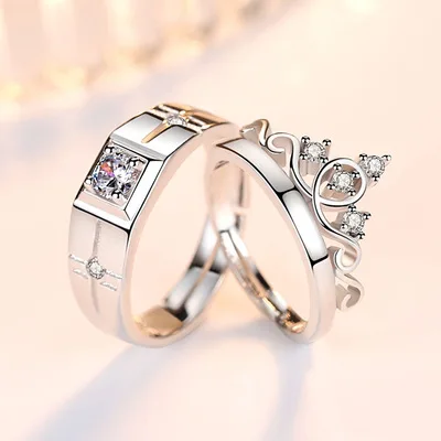 

2021 Fashion Jewelry Couple Ring Men's and Women's Ring Crown Ring Silver Jewelry Wholesale