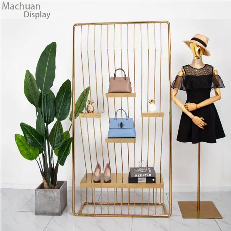 Retail Furniture Rose Gold Women Clothing Rack Display Fixture For