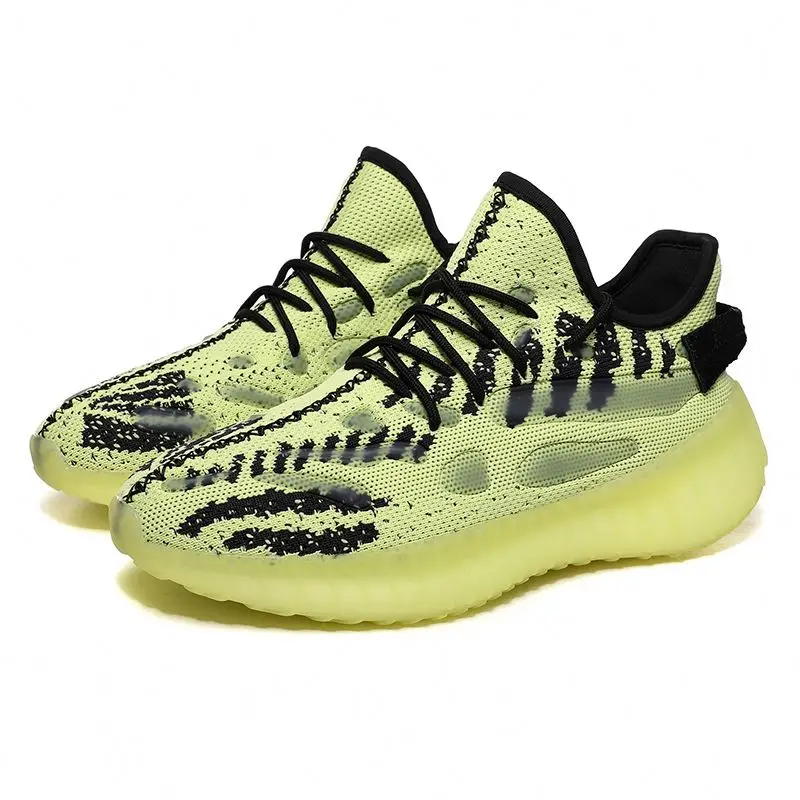 

Hot selling luminous custom sports shoes outdoor leisure breathable yeezy running shoes men, Black