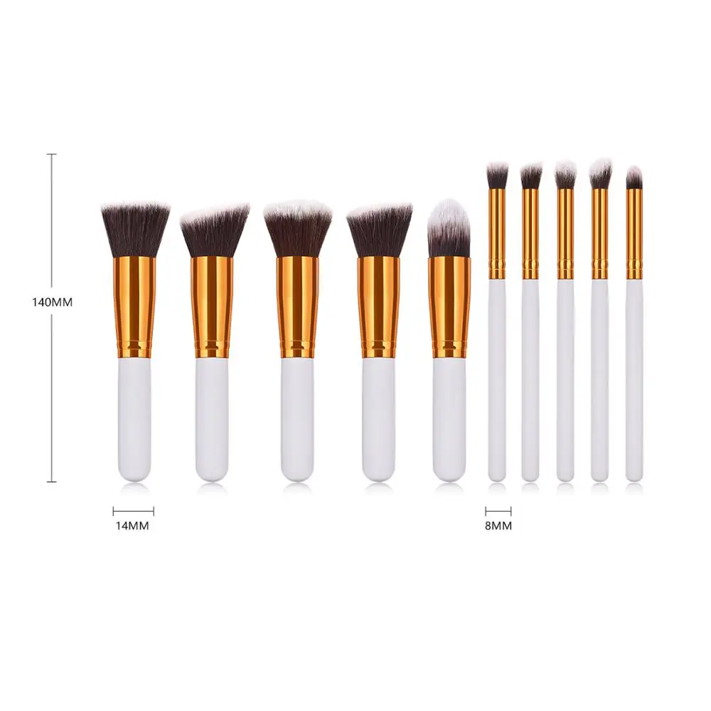 
Professional 10 White Gold Makeup Brush Set Manufacturer China 
