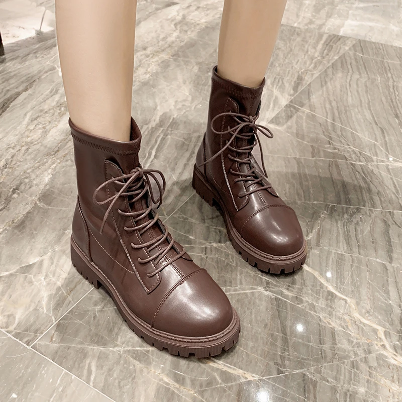 

Martin boots women's autumn 2021 new lace-up thick-soled fashion lace-up British short-tube women's boots