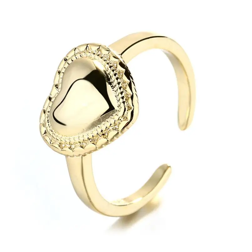 

European and American fashion heart-shaped ring personality three-dimensional gold-plated love ring