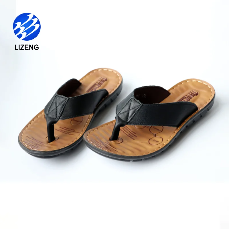 

Sporty Outdoor Cowhide Leather Men's Sandal Slippers, Black , brown , light brown